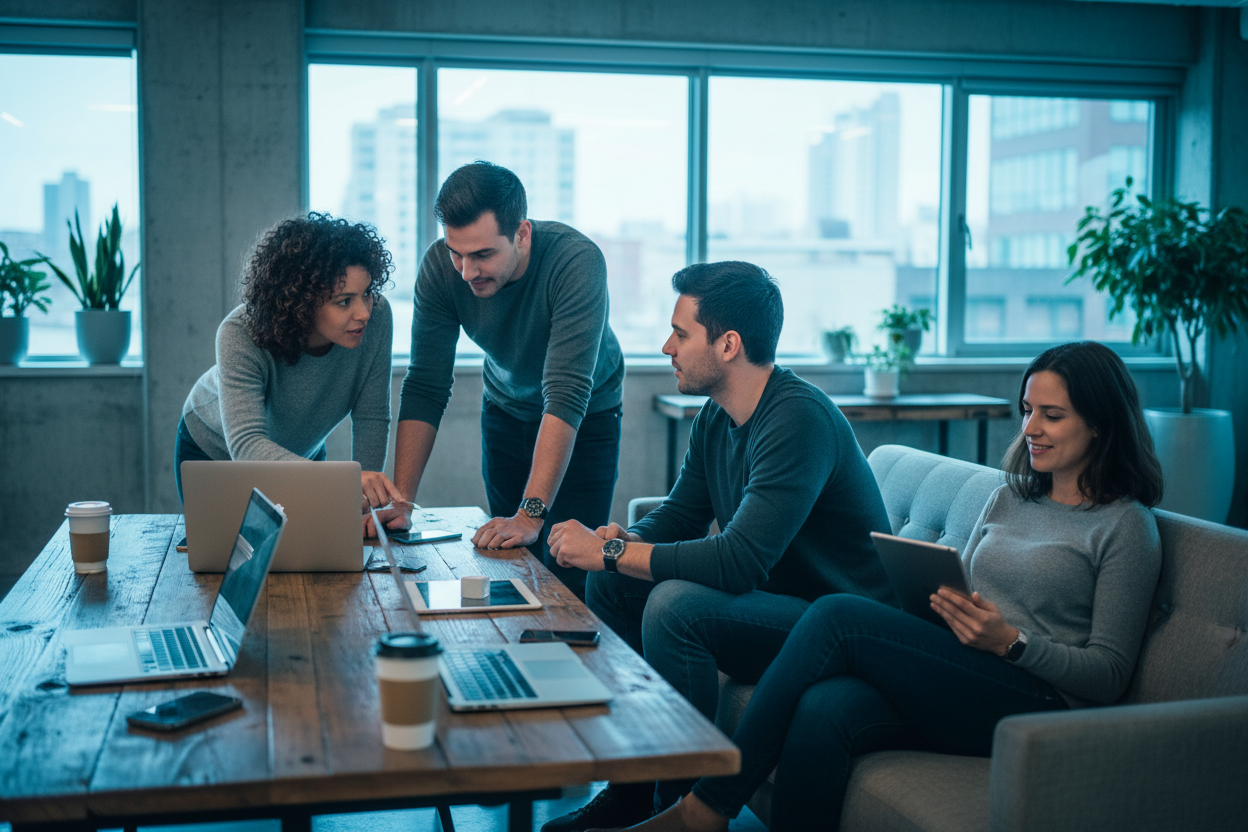 Emprendedores trabajando casual